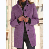 Fashion Stand Collar Woolen Coat With Pockets Fall Winter Ca | Vibra Cloth