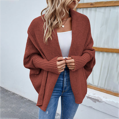New Loose Knitted Sweater Solid Color Bat Sleeve | Vibra Cloth