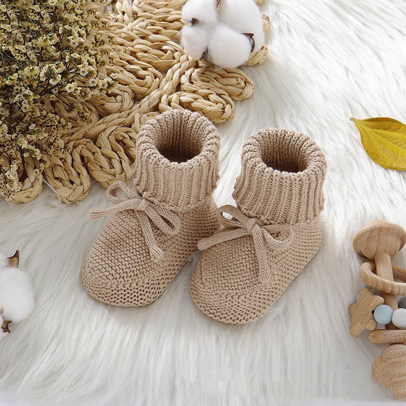Infant Solid Color Cute Bowknot Knitted Toddler Shoes | Vibra Cloth