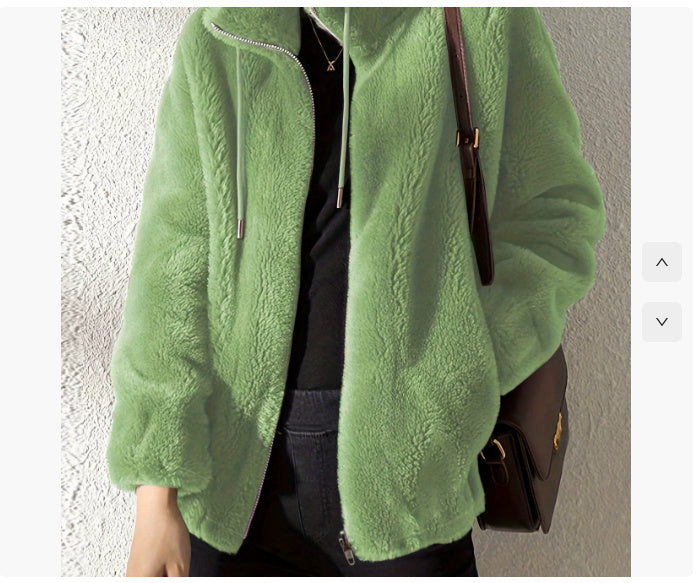 Double Faced Fleece Warm High Neck Sweater Women Cardigan | Vibra Cloth