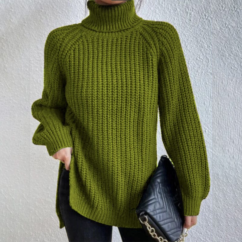 Turtleneck Pullover Sweater With Split Design Fashion Simple | Vibra Cloth