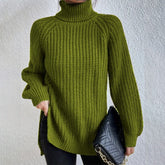 Turtleneck Pullover Sweater With Split Design Fashion Simple | Vibra Cloth
