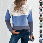 Pullover Knitted Sweater Fashion Round Neck Splicing Knitwea | Vibra Cloth