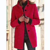 Fashion Stand Collar Woolen Coat With Pockets Fall Winter Ca | Vibra Cloth