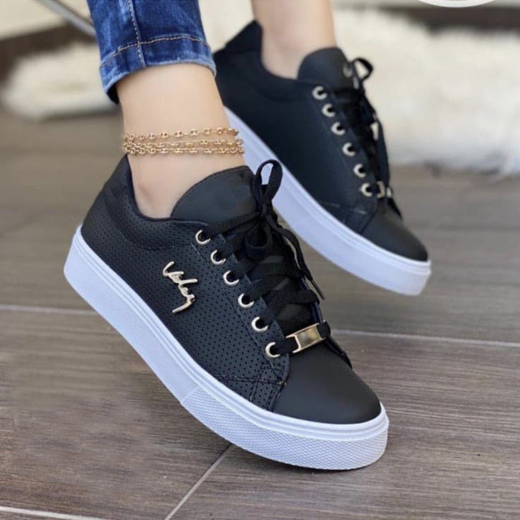 Women Flat Sneakers Breathable Lace-up Shoes For Girls | Vibra Cloth
