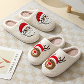 Christmas Home Slippers Cute Cartoon Claus Cotton Slippers s | Vibra Cloth