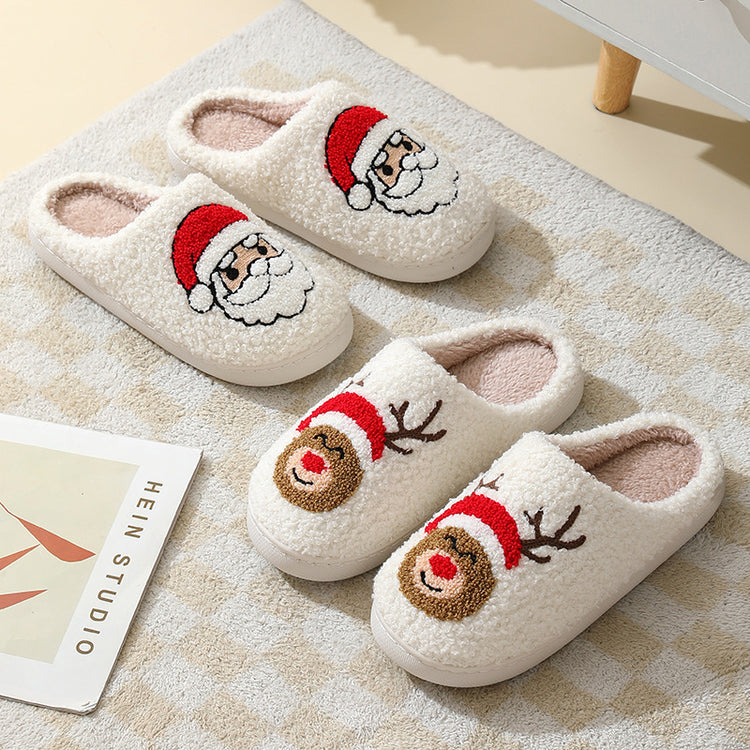 Christmas Home Slippers Cute Cartoon Claus Cotton Slippers s | Vibra Cloth