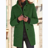 Fashion Stand Collar Woolen Coat With Pockets Fall Winter Ca | Vibra Cloth
