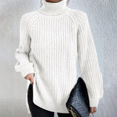 Turtleneck Pullover Sweater With Split Design Fashion Simple | Vibra Cloth