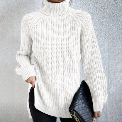 Turtleneck Pullover Sweater With Split Design Fashion Simple | Vibra Cloth