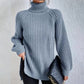 Turtleneck Pullover Sweater With Split Design Fashion Simple | Vibra Cloth