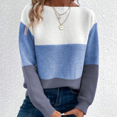 Pullover Knitted Sweater Fashion Round Neck Splicing Knitwea | Vibra Cloth