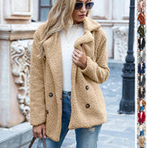 Loose Lapel Fluffy Coat Winter Button Jacket Cardigan | Vibra Cloth