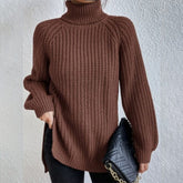 Turtleneck Pullover Sweater With Split Design Fashion Simple | Vibra Cloth