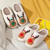 Christmas Shoes Winter Home Slippers Elk Soft Cozy Bedroom | Vibra Cloth