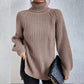 Turtleneck Pullover Sweater With Split Design Fashion Simple | Vibra Cloth